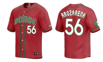 Custom Mexico Baseball red jersey