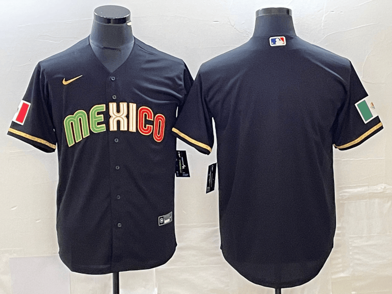 Custom Mexico Baseball black Classic jersey