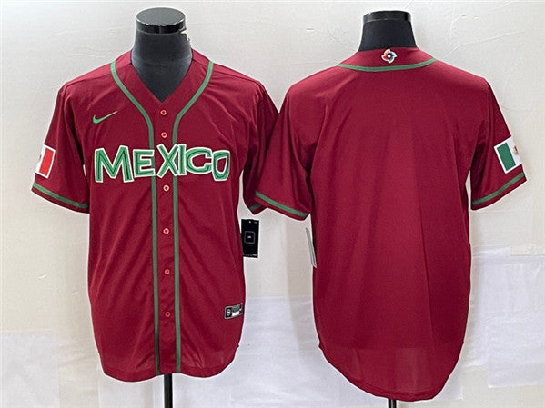 Custom Mexico Baseball red Classic jersey