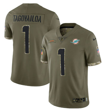 Tua Tagovailoa Miami Dolphins olive Salute To Service jersey