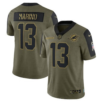 Dan Marino Miami Dolphins olive Salute To Service jersey