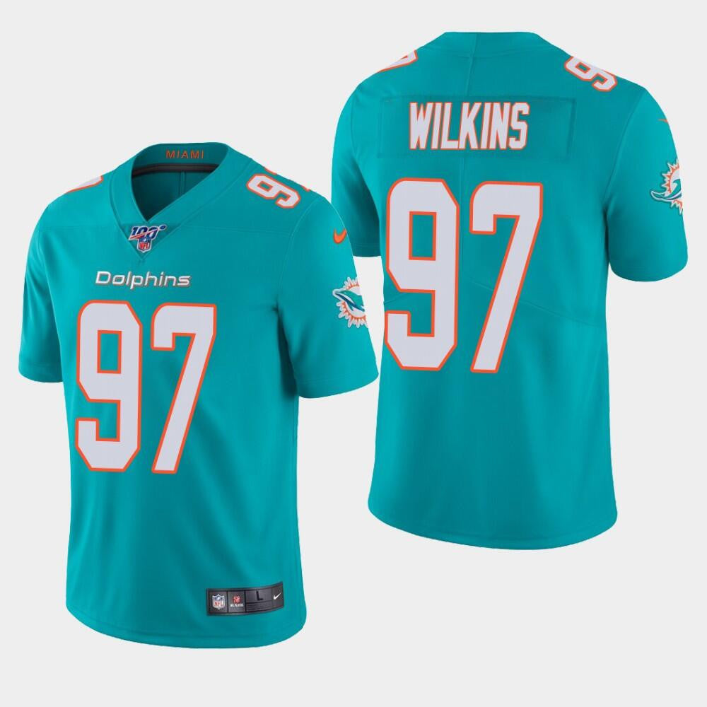 Christian Wilkins Miami Dolphins aqua Vapor jersey