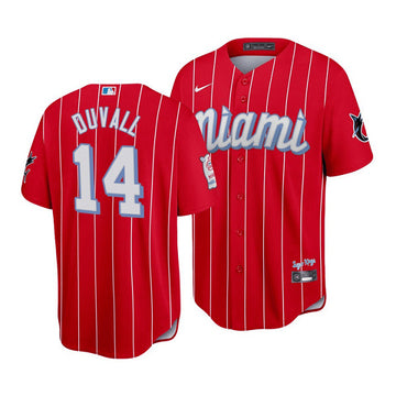 Adam Duvall Miami Marlins red City Connect jersey