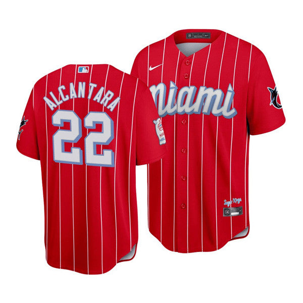 Sandy Alcantara Miami Marlins red City Connect jersey