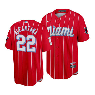 Sandy Alcantara Miami Marlins red City Connect jersey