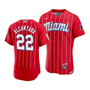 Sandy Alcantara Miami Marlins red City Connect jersey