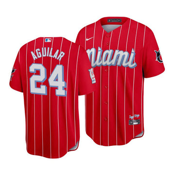 Jesus Aguilar Miami Marlins red City Connect jersey