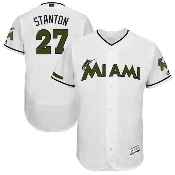 Giancarlo Stanton Majestic Miami Marlins white Authentic jersey