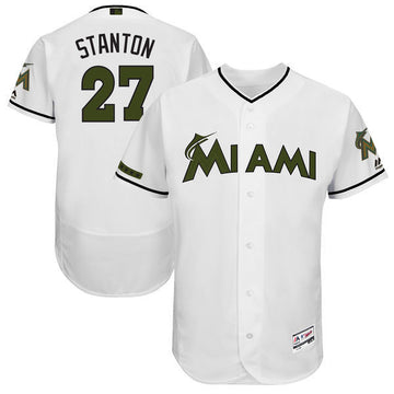 Giancarlo Stanton Majestic Miami Marlins white Authentic jersey
