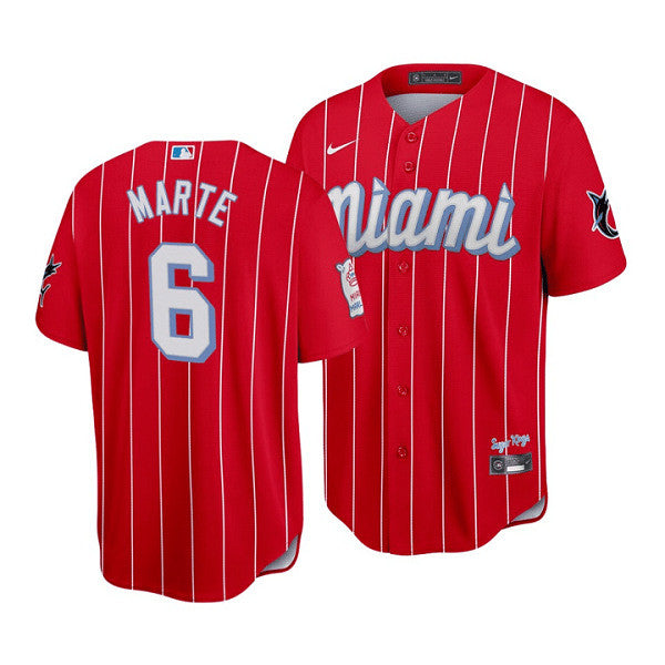 Starling Marte Miami Marlins red City Connect jersey
