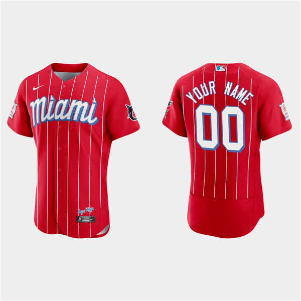 Custom Miami Marlins red City Connect jersey