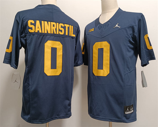 Mike Sainristil Michigan Wolverines navy jersey