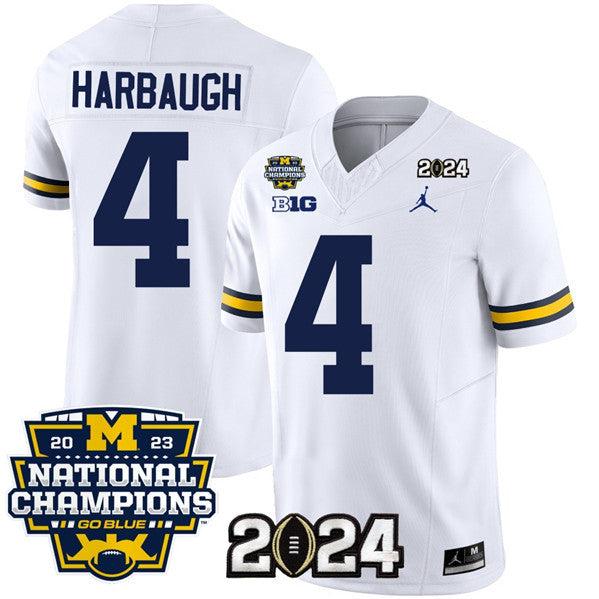 Jim Harbaugh Michigan Wolverines white jersey