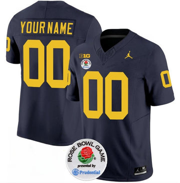 Custom Michigan Wolverines navy jersey