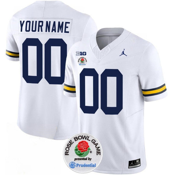 Custom Michigan Wolverines white jersey