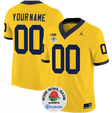 Custom Michigan Wolverines yellow jersey