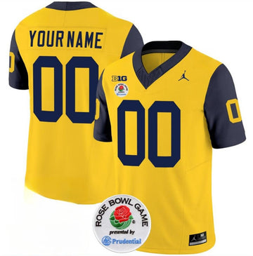 Custom Michigan Wolverines yellow jersey