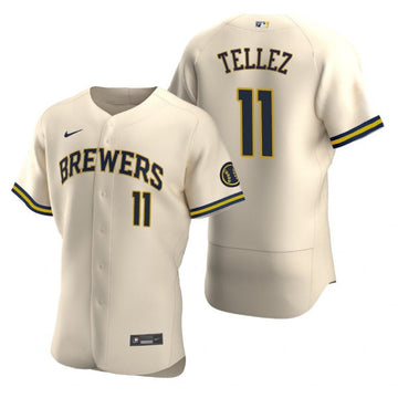 Rowdy Tellez Milwaukee Brewers cream jersey