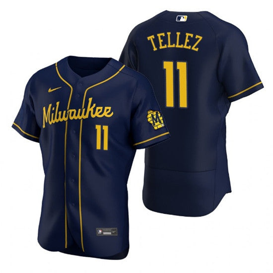 Rowdy Tellez Milwaukee Brewers navy jersey