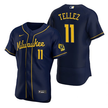 Rowdy Tellez Milwaukee Brewers navy jersey