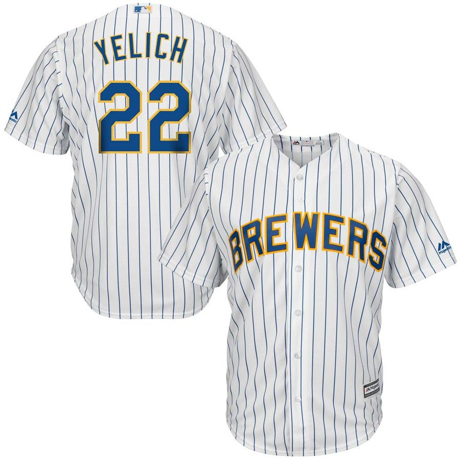 Christian Yelich Majestic Milwaukee Brewers white jersey