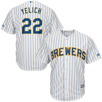 Christian Yelich Majestic Milwaukee Brewers white jersey