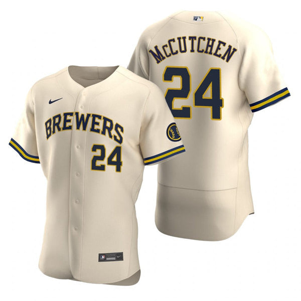 Andrew McCutchen Milwaukee Brewers cream jersey