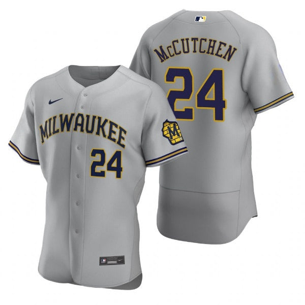 Andrew McCutchen Milwaukee Brewers gray jersey