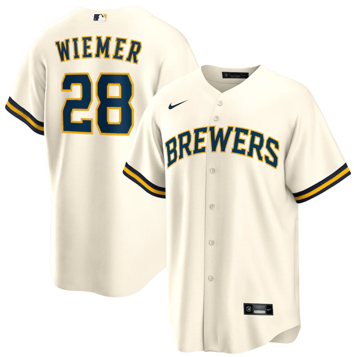 Joey Wiemer Milwaukee Brewers cream jersey