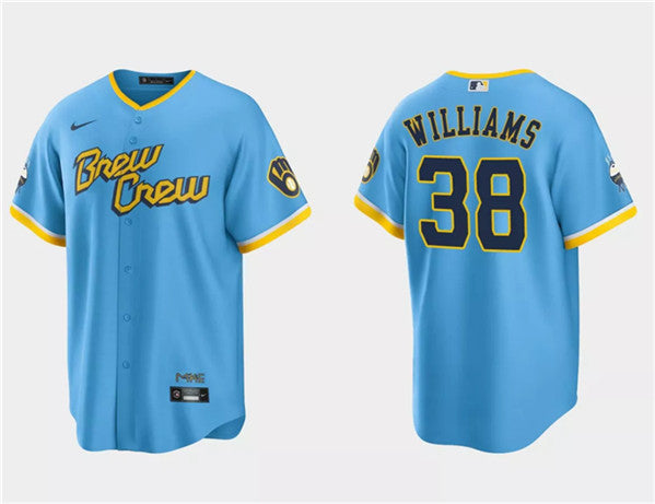 Devin Williams Milwaukee Brewers blue City Connect jersey