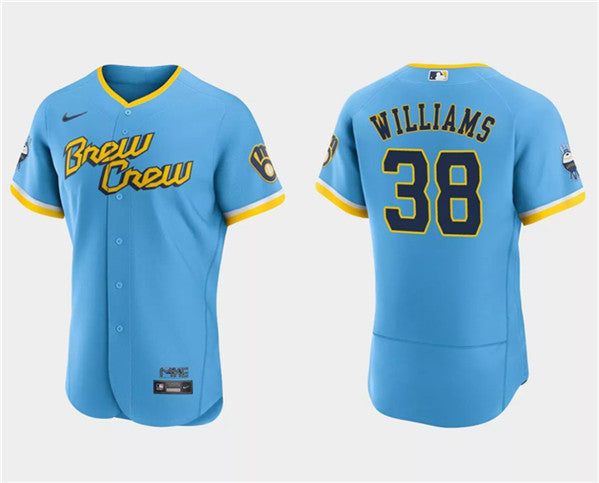 Devin Williams Milwaukee Brewers blue City Connect jersey