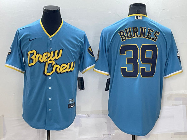 Corbin Burnes Milwaukee Brewers blue City Connect jersey
