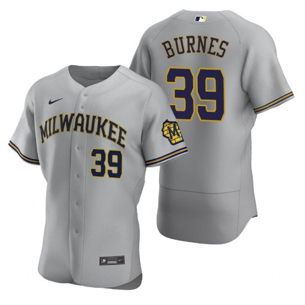 Corbin Burnes Milwaukee Brewers gray jersey