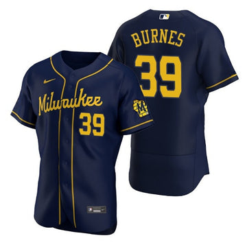 Corbin Burnes Milwaukee Brewers navy jersey