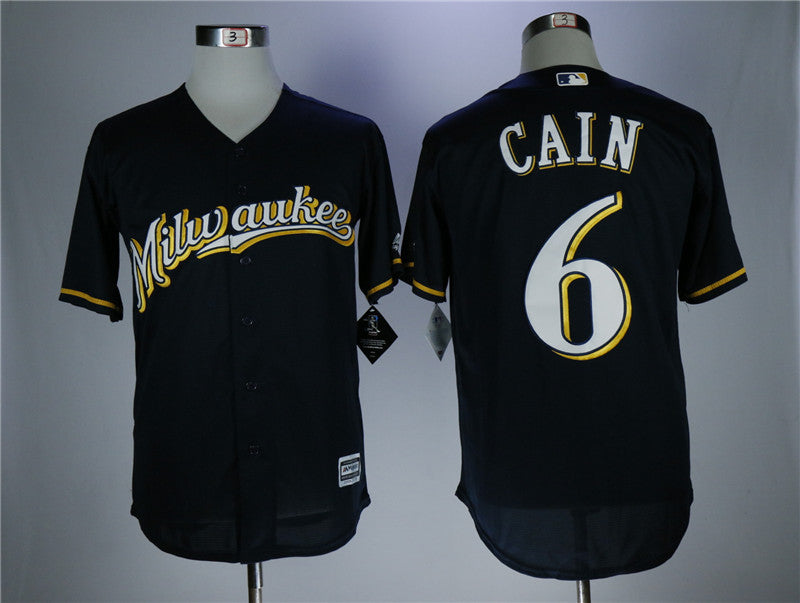 Lorenzo Cain Milwaukee Brewers navy jersey