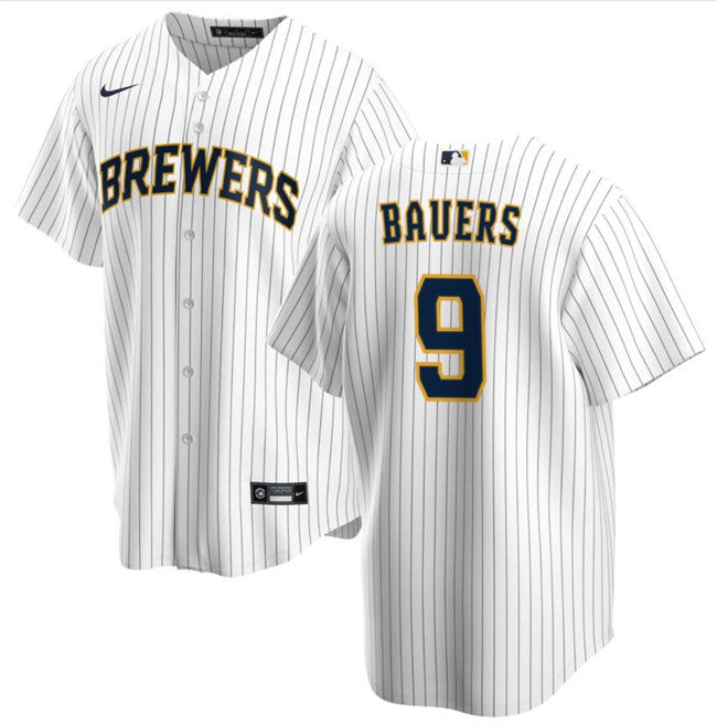 Jake Bauers Milwaukee Brewers white jersey