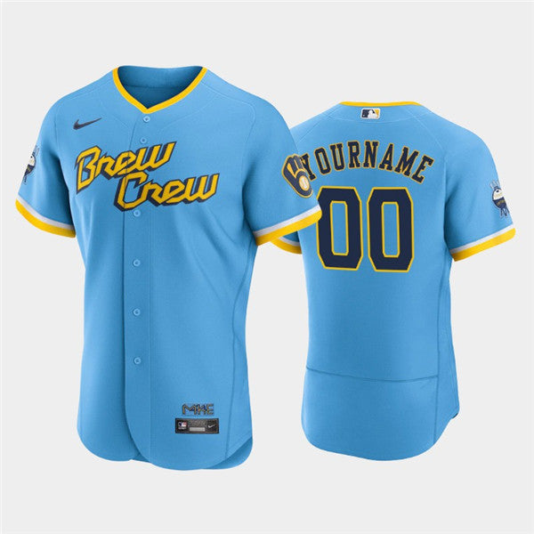 Custom Milwaukee Brewers blue City Connect jersey