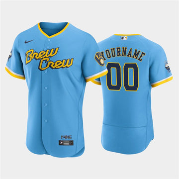 Custom Milwaukee Brewers blue City Connect jersey