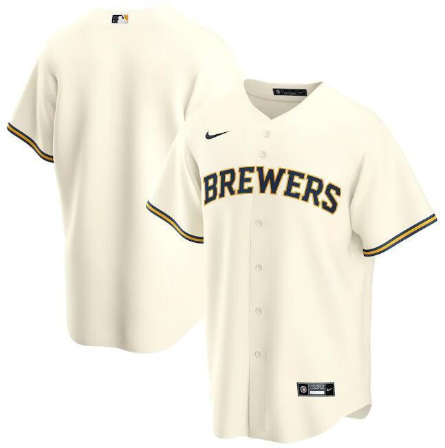 Custom Milwaukee Brewers cream jersey