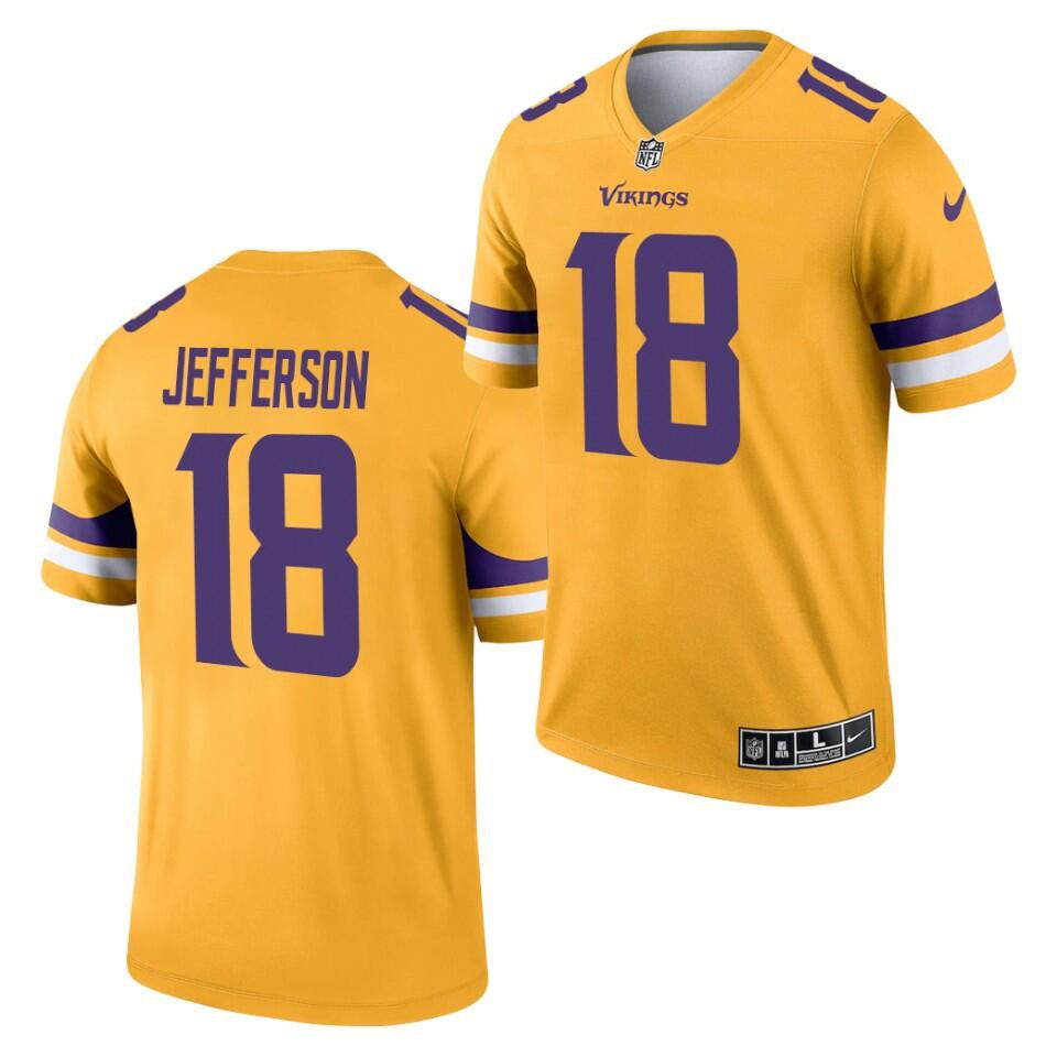 Justin Jefferson Minnesota Vikings gold Inverted Legend jersey