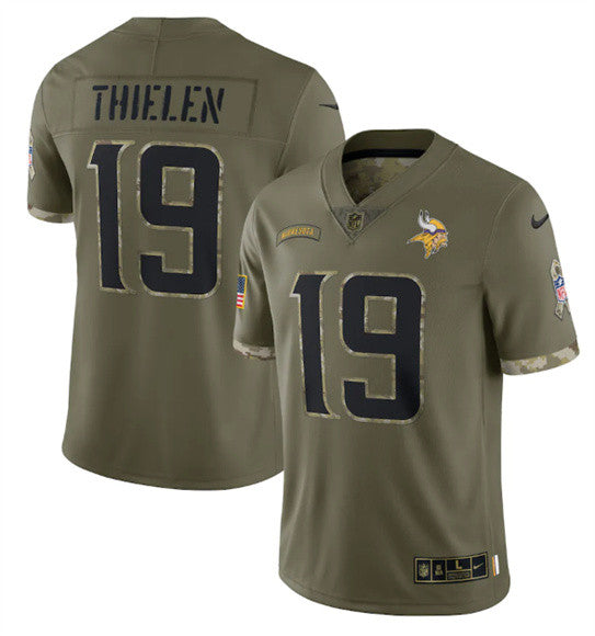 Adam Thielen Minnesota Vikings olive Salute To Service jersey