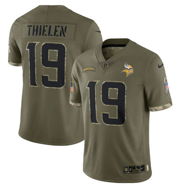 Adam Thielen Minnesota Vikings olive Salute To Service jersey