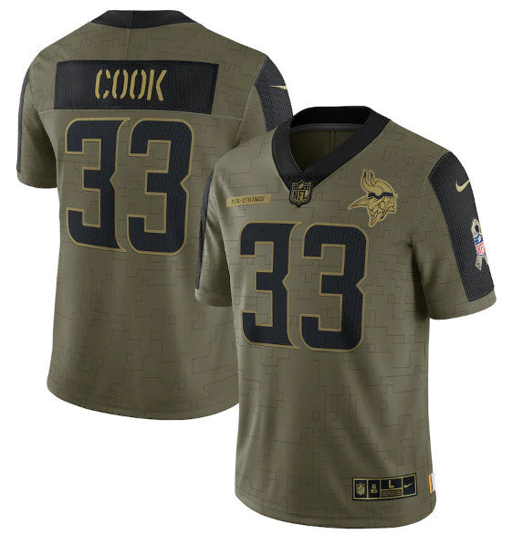 Dalvin Cook Minnesota Vikings olive Salute To Service jersey