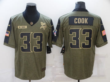 Dalvin Cook Minnesota Vikings olive Salute To Service jersey