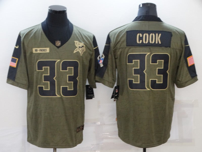 Dalvin Cook Minnesota Vikings olive Salute To Service jersey