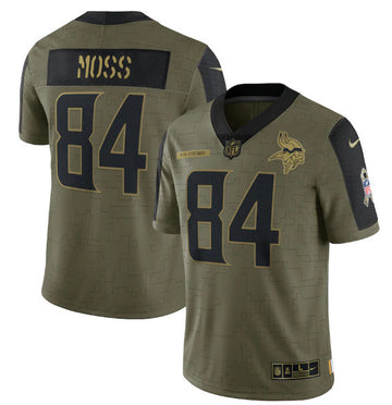 Randy Moss Minnesota Vikings olive Salute To Service jersey