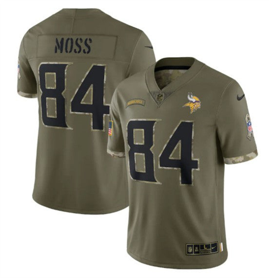 Randy Moss Minnesota Vikings olive Salute To Service jersey