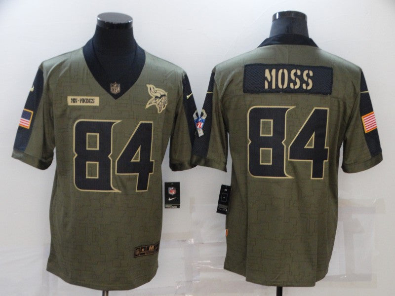 Randy Moss Minnesota Vikings olive Salute To Service jersey
