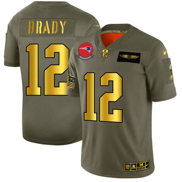 Tom Brady New England Patriots olive Salute To Service jersey