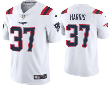 Damien Harris New England Patriots white Vapor jersey